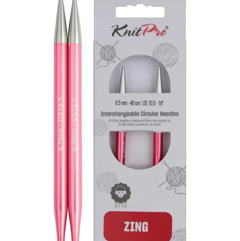 Aiguilles à tricoter Knit pro : Circulaire, Interchangeables, Standard, "zing" 6,5mm