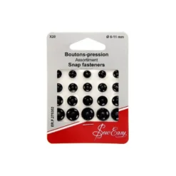 Assortiment boutons pressions à coudre 6-11 mm - Noir