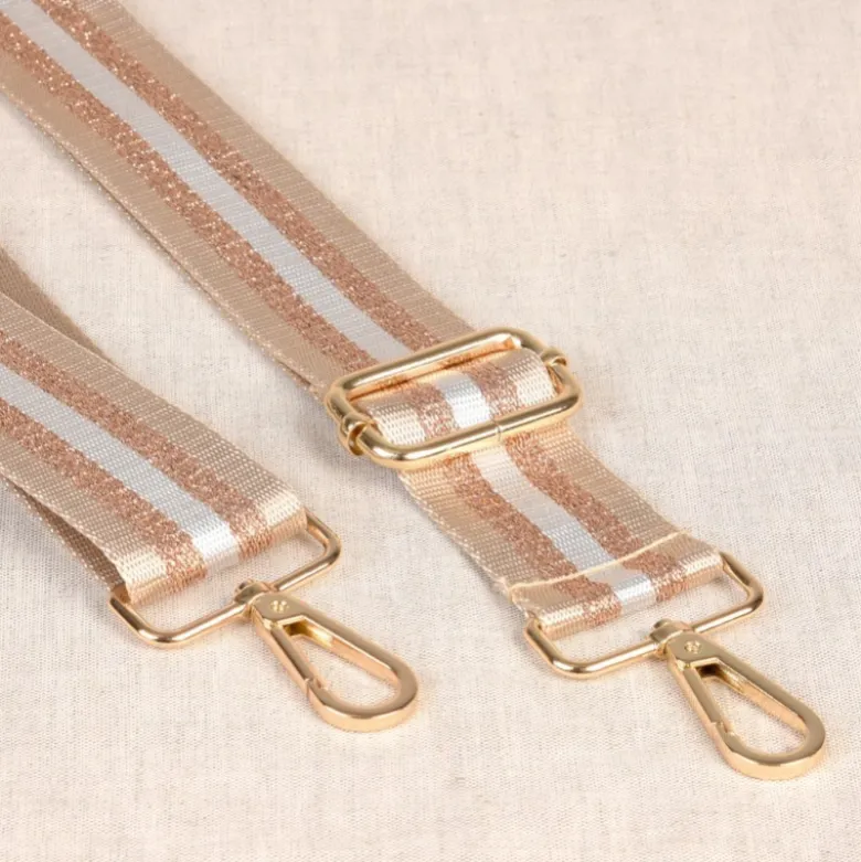 Bandoulière Sangle bicolore 40mm - Beige , cuivre et doré
