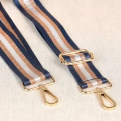 Bandoulière Sangle bicolore 40mm - Marine, cuivre et doré