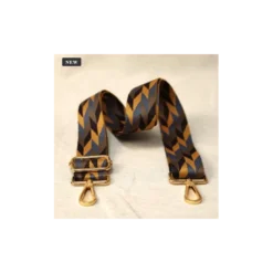 Bandoulière Sangle chevrons Bleu et camel - 40mm