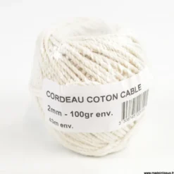 bobine de ficelle cordon en coton cablé de 2 mm