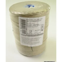 Bobine ficelle contact alimentaire 1.3mm en lin ECRU 4 bouts, 1kg