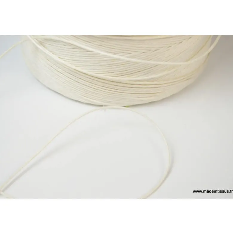 Bobine ficelle contact alimentaire 1.1mm en lin blanchi 3 bouts, 1kg