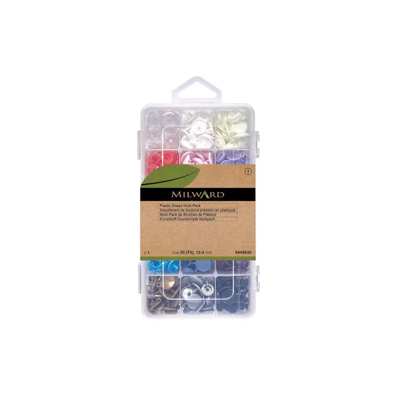 Boite de boutons pression résine sans pince - 15 coloris
