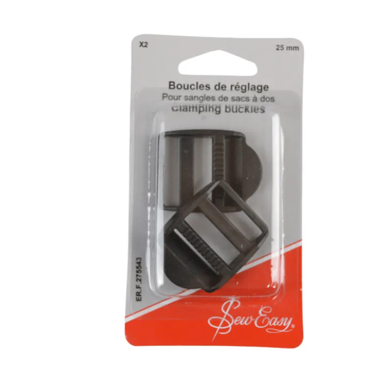 Boucle de réglage noire pour sangle de sac à dos - 25mm