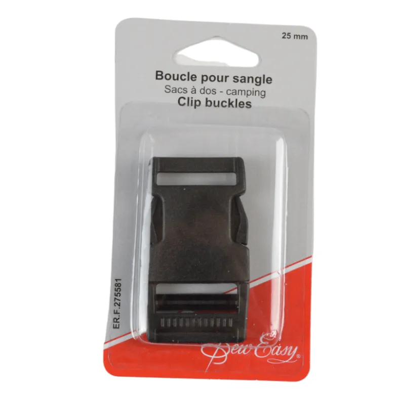 Boucle noire pour sangle de sac à dos - 25mm