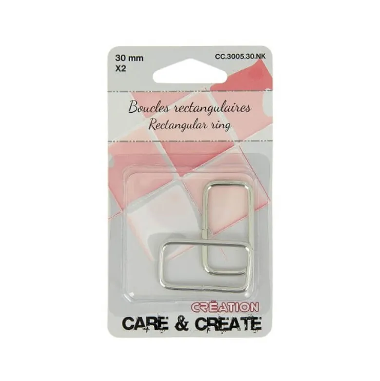 Boucles passant rectangle finition Argent nickelé (lot de 2)