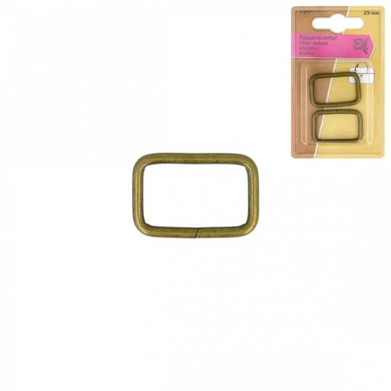 Boucles passant rectangle 25mm finition Bronze (lot de 2)