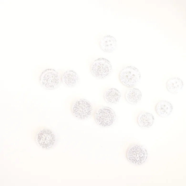Bouton glitter rond Argent - 4 trous