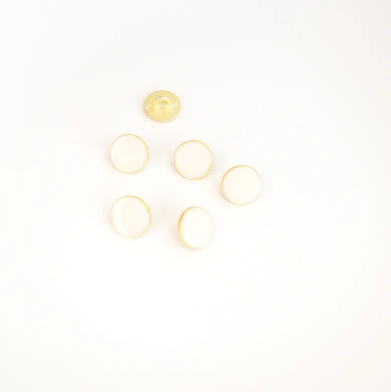 Bouton métal laqué rond coloris Ivoire - diam 11mm