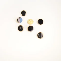 Bouton métal laqué rond coloris Noir - diam 11mm
