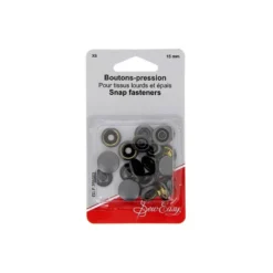 Bouton pression Anorak spécial tissus Epais - Noir - 15 mm x6