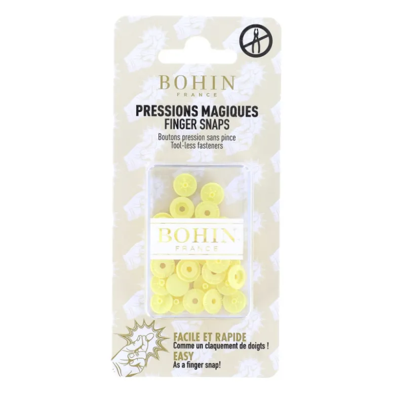 Bouton pression plastique sans pince Bohin 9mm - Jaune