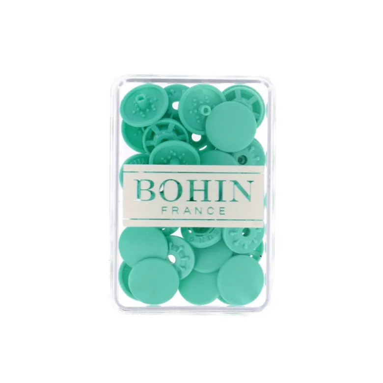Bouton pression plastique sans pince Bohin 13mm - vert menthe