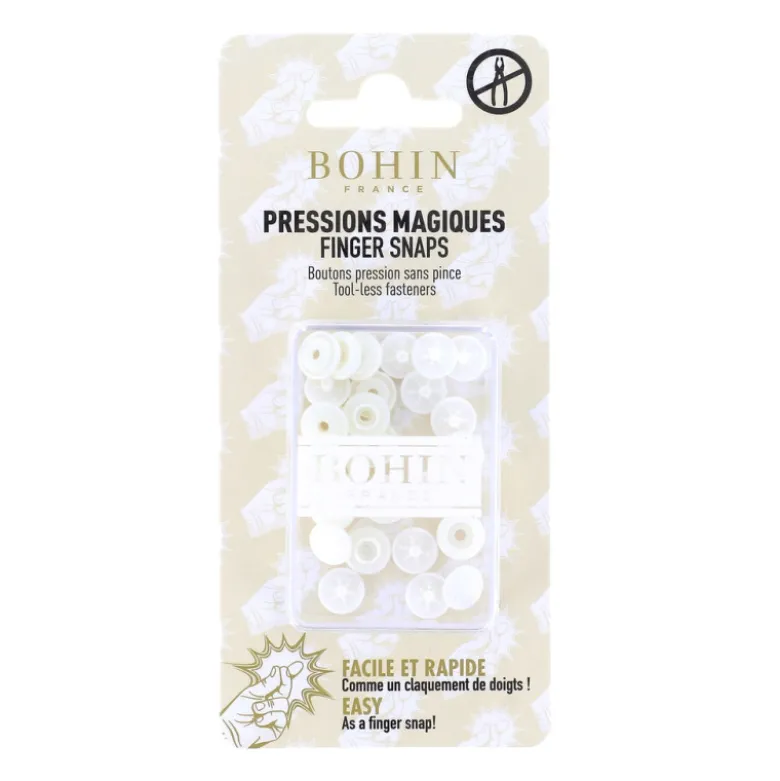 Bouton pression plastique sans pince Bohin 9mm - Blanc