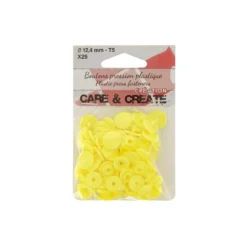 Bouton pression résine diam 12.4mm - lot de 25 - Jaune vif