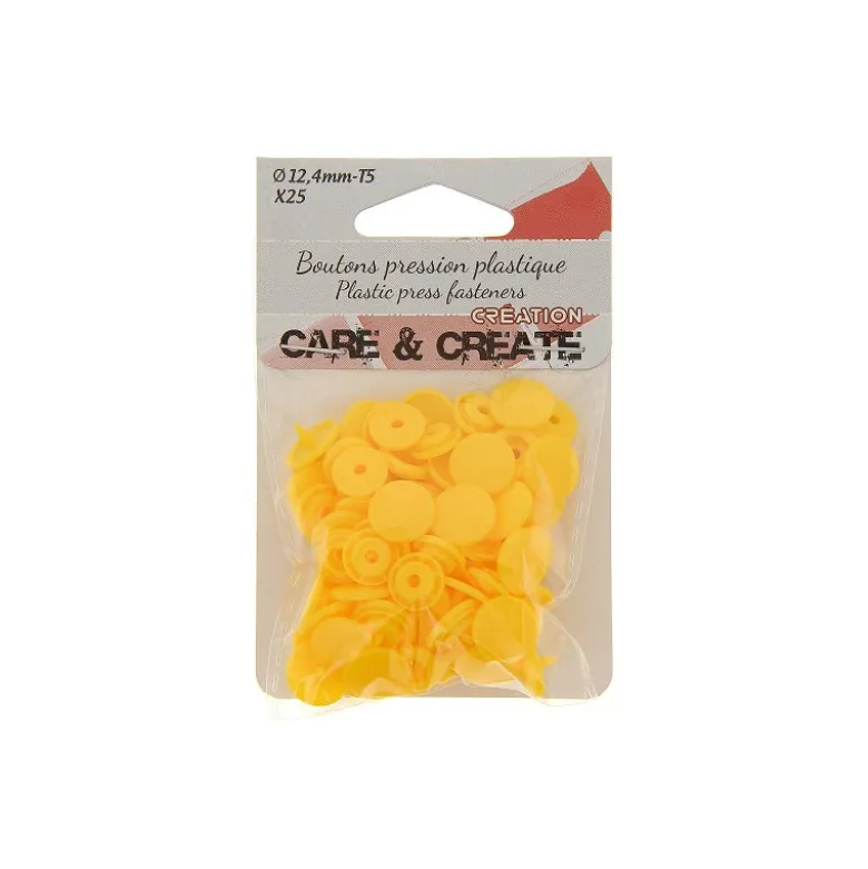 Bouton pression résine diam 12.4mm - lot de 25 - Jaune soleil