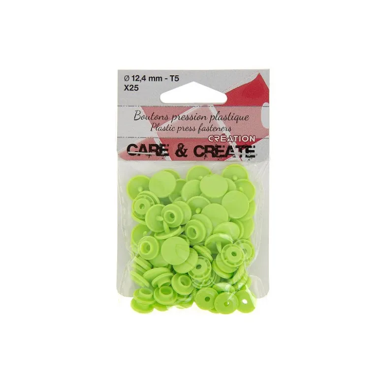 Bouton pression résine diam 12.4mm - lot de 25 - Vert anis