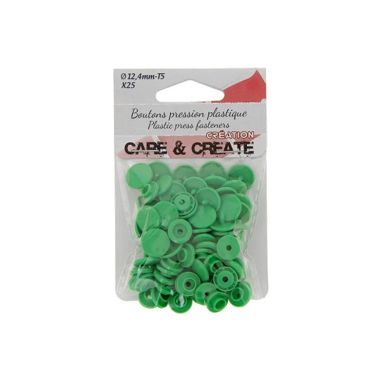Bouton pression résine diam 12.4mm - lot de 25 - Vert prairie