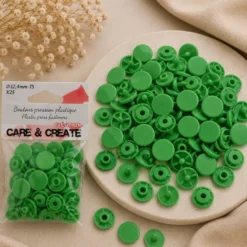 Bouton pression résine diam 12.4mm - lot de 25 - Vert prairie