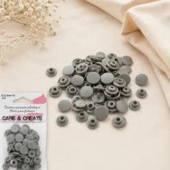 Bouton pression résine diam 12.4mm - lot de 25 - Gris foncé