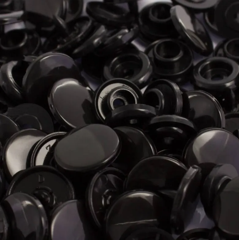 Bouton pression résine diam 12.4mm - Noir - lot de 25