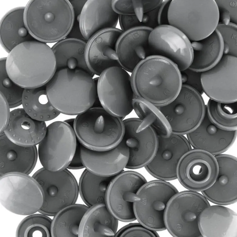 Bouton pression résine diam. 13mm - Gris - lot de 30