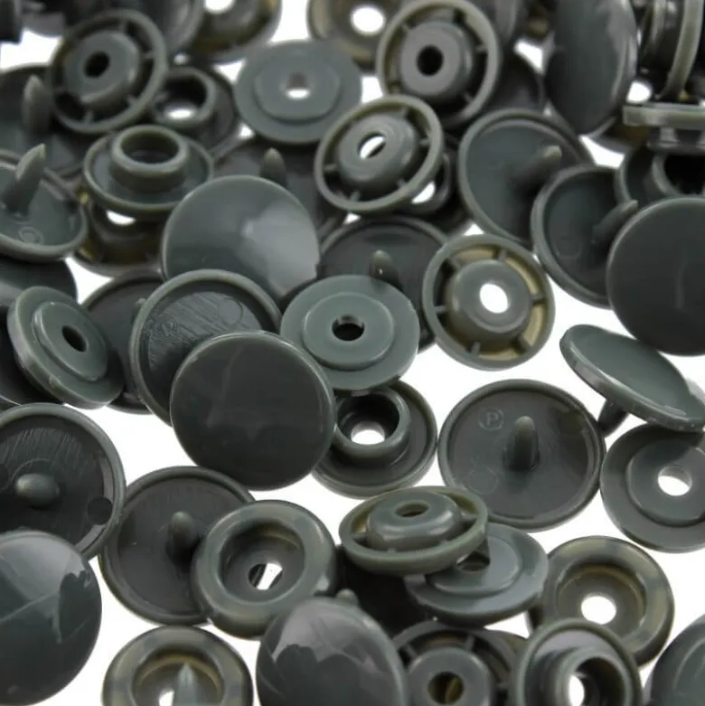 Bouton pression résine diam. 13mm - Gris foncé - lot de 30