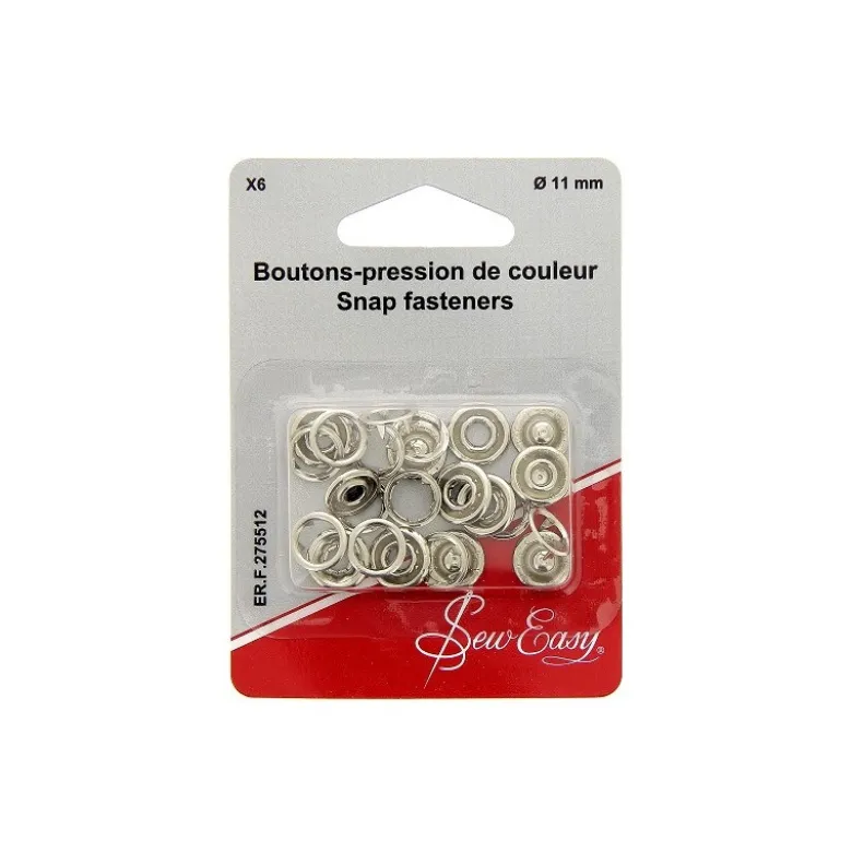Boutons-pression argent à griffes argent Ø 11 mm – Lot de 6