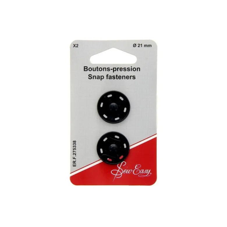 Boutons pressions à coudre 21mm - Noir