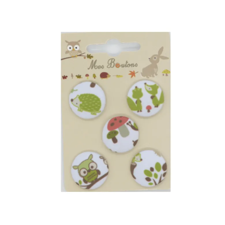 Boutons sur carte motifs animaux Vert