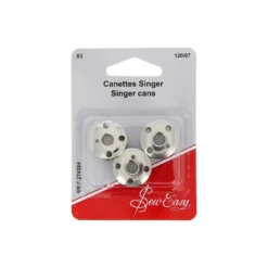 Canettes plates Singer en métal pour machine à coudre 3 trous - 15K - lot de 3