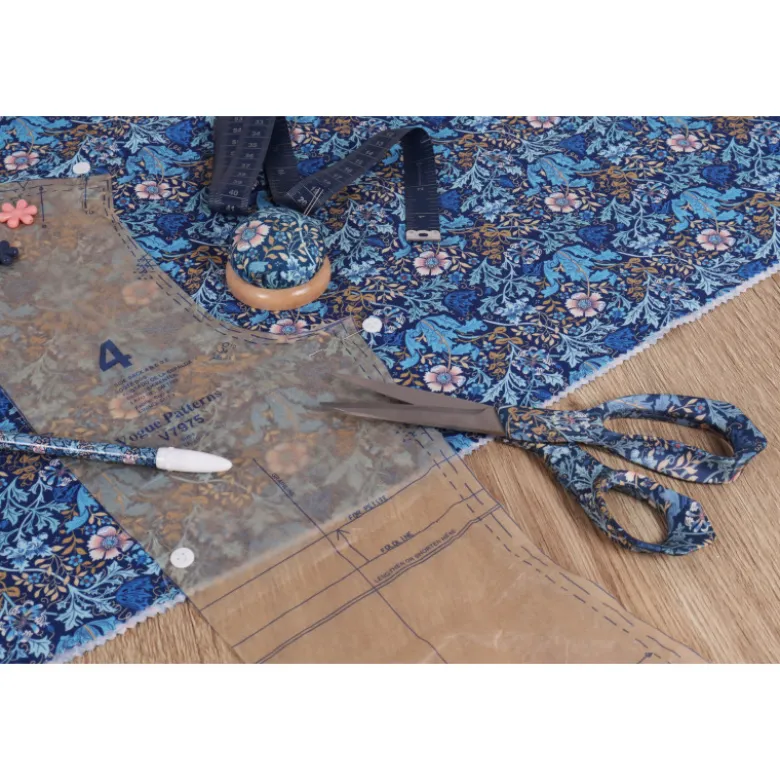 Ciseaux de couture fleuri bleu – 21,5cm