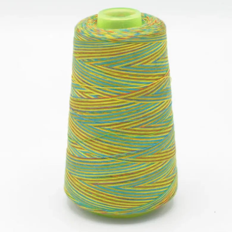 Cône de fil à coudre 100% polyester Multicouleur bleu et jaune - 3000 yards