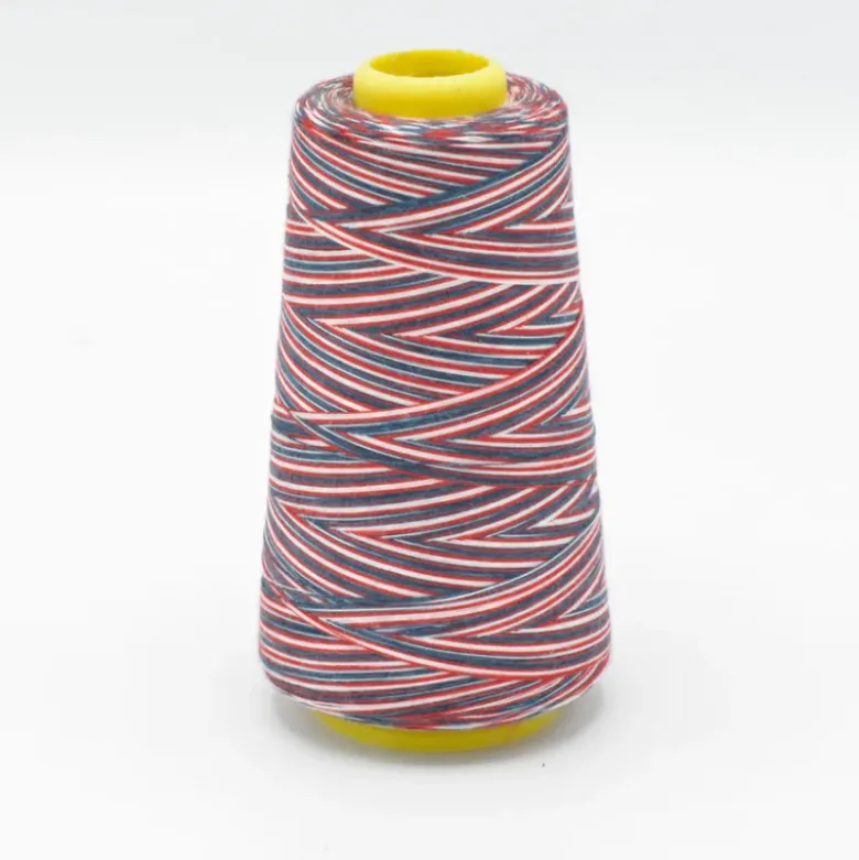 Cône de fil à coudre 100% polyester Multicouleur bleu et rouge - 3000 yards