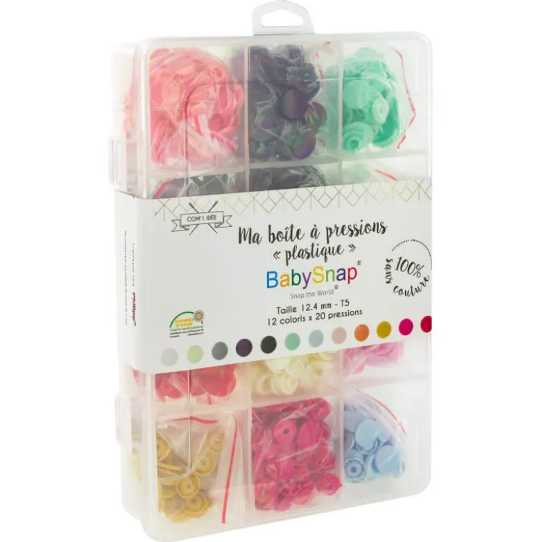 Coffret pressions BabySnap® plastique - 12 coloris