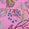 Coton matelassée Bloom motif fleurs Indienne rose