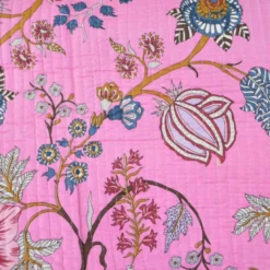 Coton matelassée Bloom motif fleurs Indienne rose