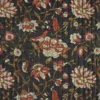 Coton matelassée Delhi motif fleurs Indienne fond Noir