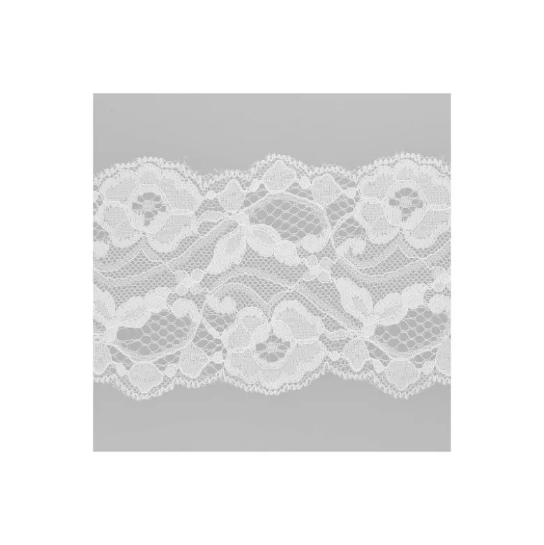 Dentelle florale extensible blanche 80mm