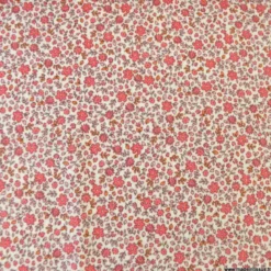 Double gaze Anouchka motif fleurs rouge fond écru - OEKO TEX