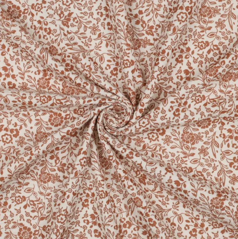 Double gaze Bertille motifs fleurs fond écru - oeko tex