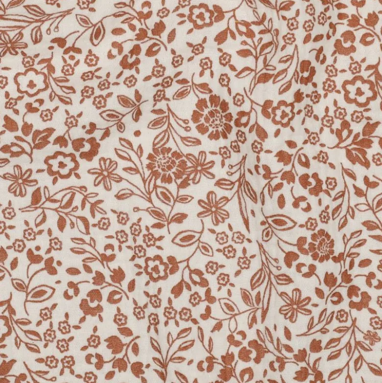 Double gaze Bertille motifs fleurs fond écru - oeko tex