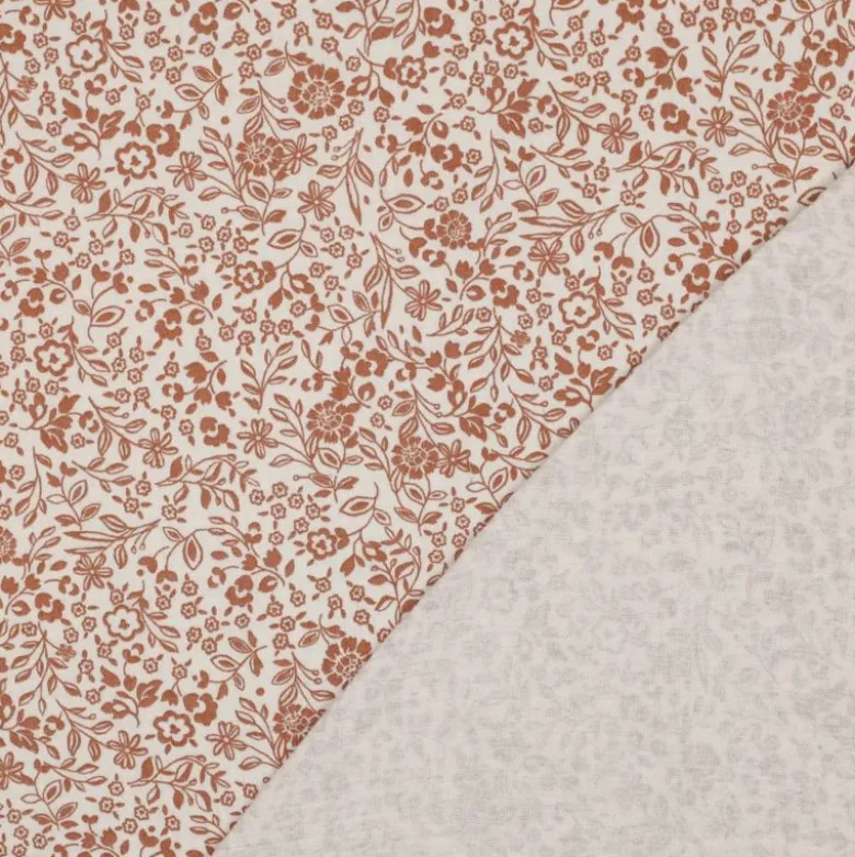 Double gaze Bertille motifs fleurs fond écru - oeko tex