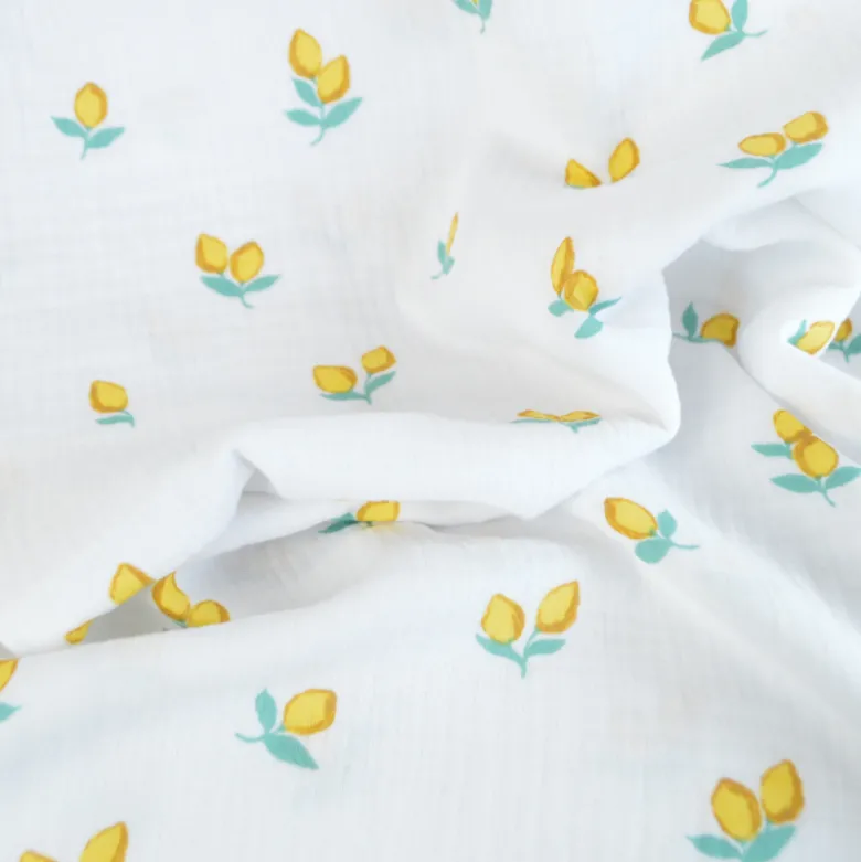 Double gaze bio Poppy à motif citrons - OEKO TEX