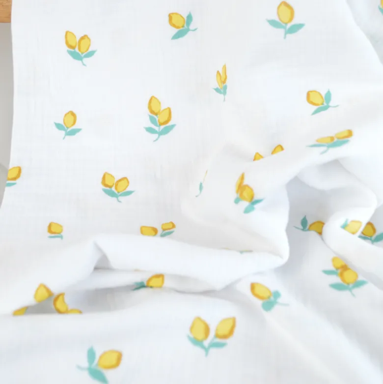 Double gaze bio Poppy à motif citrons - OEKO TEX