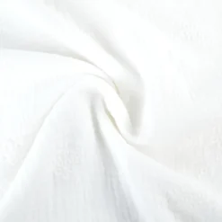 Double gaze brodée Evana motif fleurs fond blanc naturel - OEKO TEX