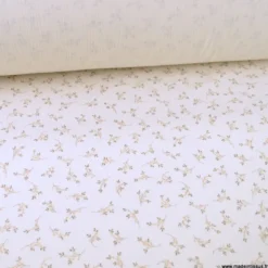 Double gaze de coton Bio & OEKO TEX Simone motifs fleurs fond Ecru