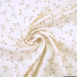 Double gaze de coton Bio & OEKO TEX Simone motifs fleurs fond Ecru